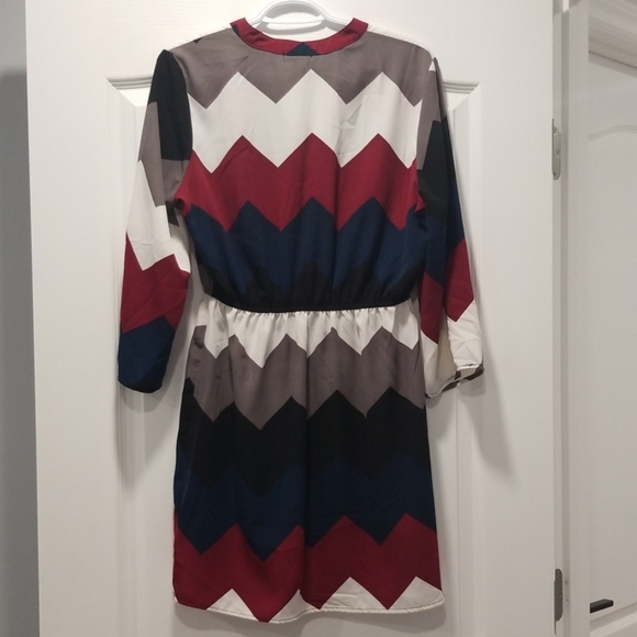Chevron Pattern Mini Dress - Picture 2 of 3